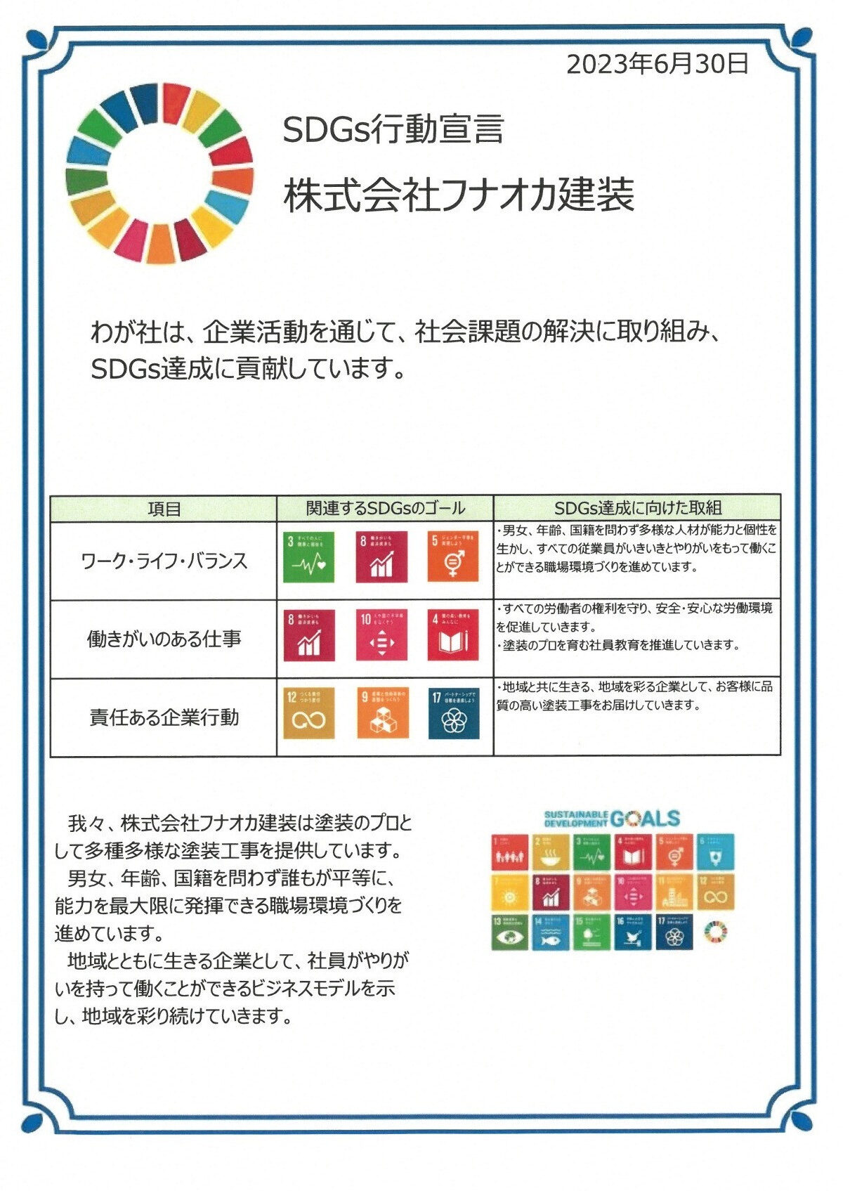 SDGｓ行動宣言