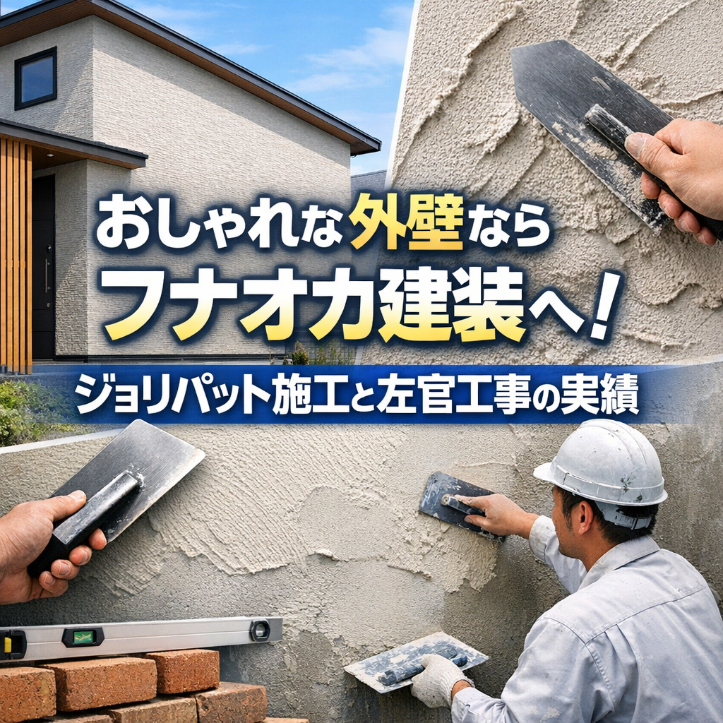 おしゃれな外壁ならフナオカ建装へ!ジョリパット施工と左官工事の実績