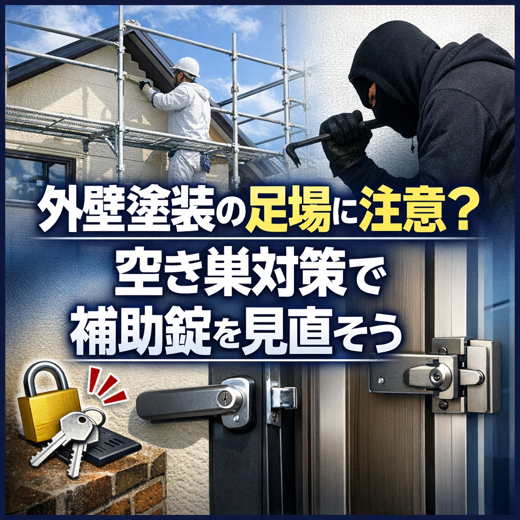 外壁塗装の足場に注意？空き巣対策で補助錠を見直そう