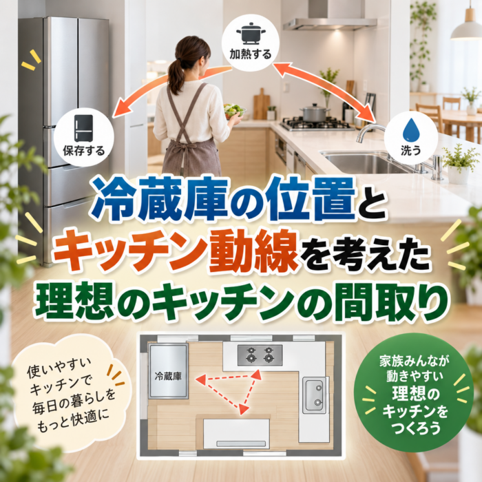 冷蔵庫の位置とキッチン動線を考えた理想のキッチンの間取り